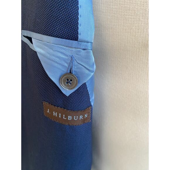 J. Hilburn Vitale Barberis Canonico Wool Blue Jacket Blazer Bespoke 44R - Picture 10 of 12